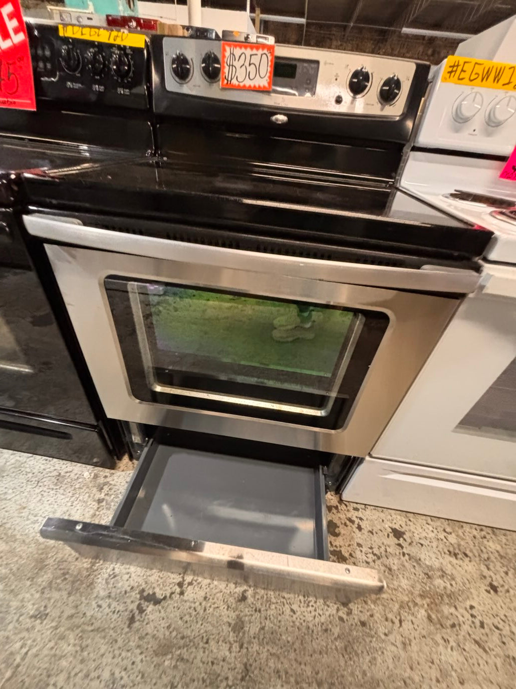 }} Whirlpool electric 220v glass top range bake Broil roast self clean oven stainless steel working 💯  with warranty ! 30" used-Refurbished #WHFT401B