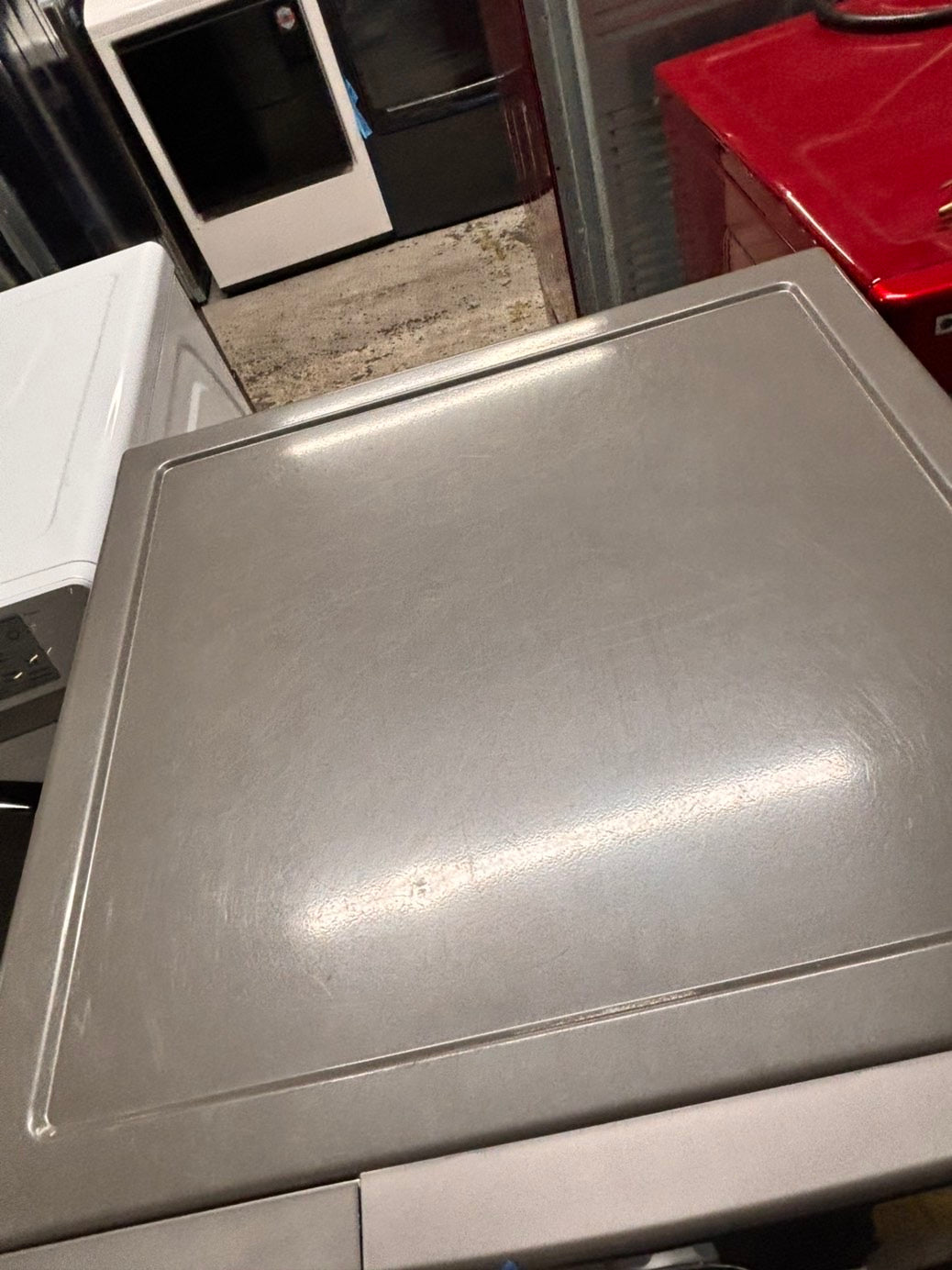 >LG steam sensor Dry front load stackable electric 220v dryer stainless steel drum in gray -silver color ,used-refurbished 27" #DEL436B