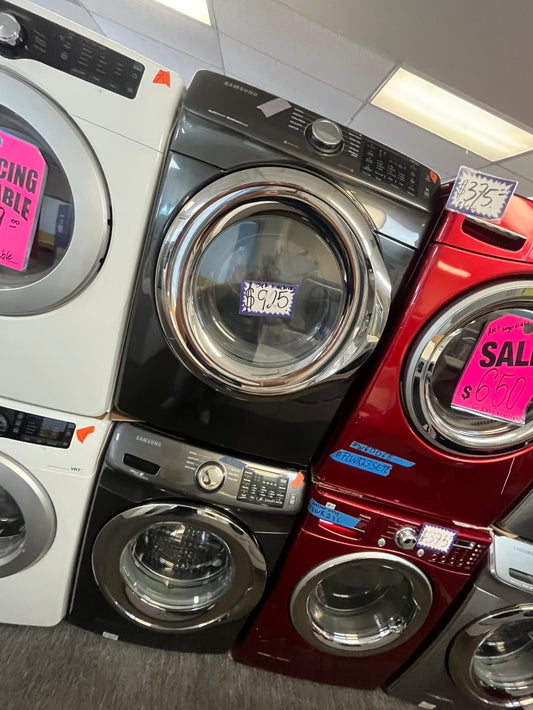 >Samsung steam ENERGY STAR washer 4.5 cu ft & dryer 7.5 cu ft set electric steam 220v front load stackable or side by side - sensor dry Black stainless steel #FWD45GL