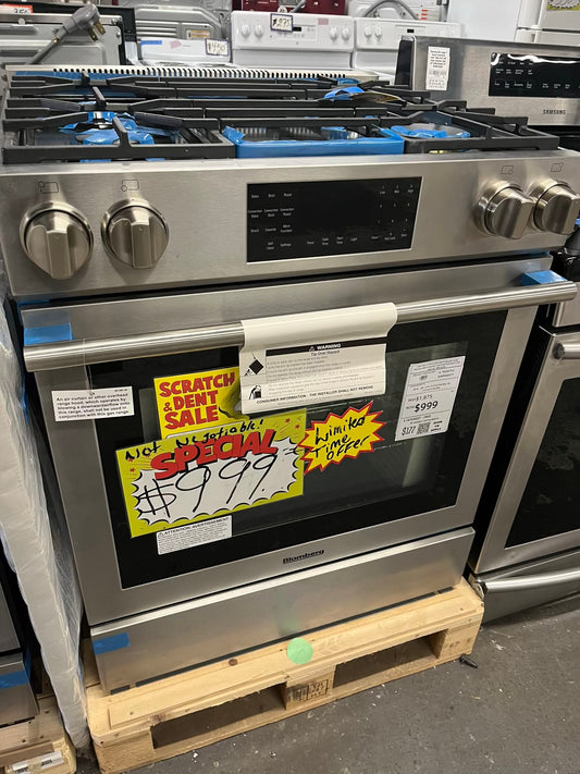- Open box | scratch & dent Bloomberg gas range stainless steel convection roast bake broil slide in self clean 30" #GR743VB