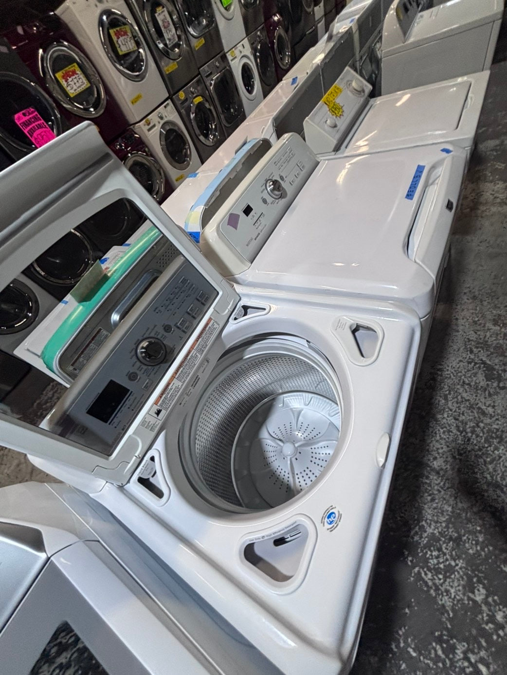 >*maytag bravos white  top top load washer large capacity & dryer set electric 220v side x side top load white color used-refurbished #WQX33SET