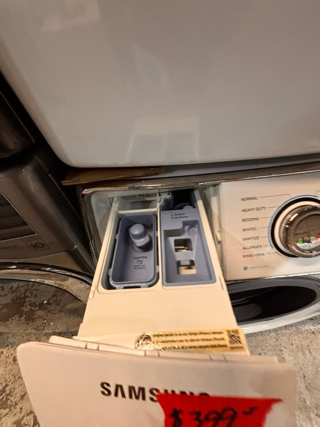 }} Samsung add-wash washer large capacity& electric dryer steam set front load stackable or side by side white  27” in used-Refurbished working 💯 with warranty  #SFH375ET