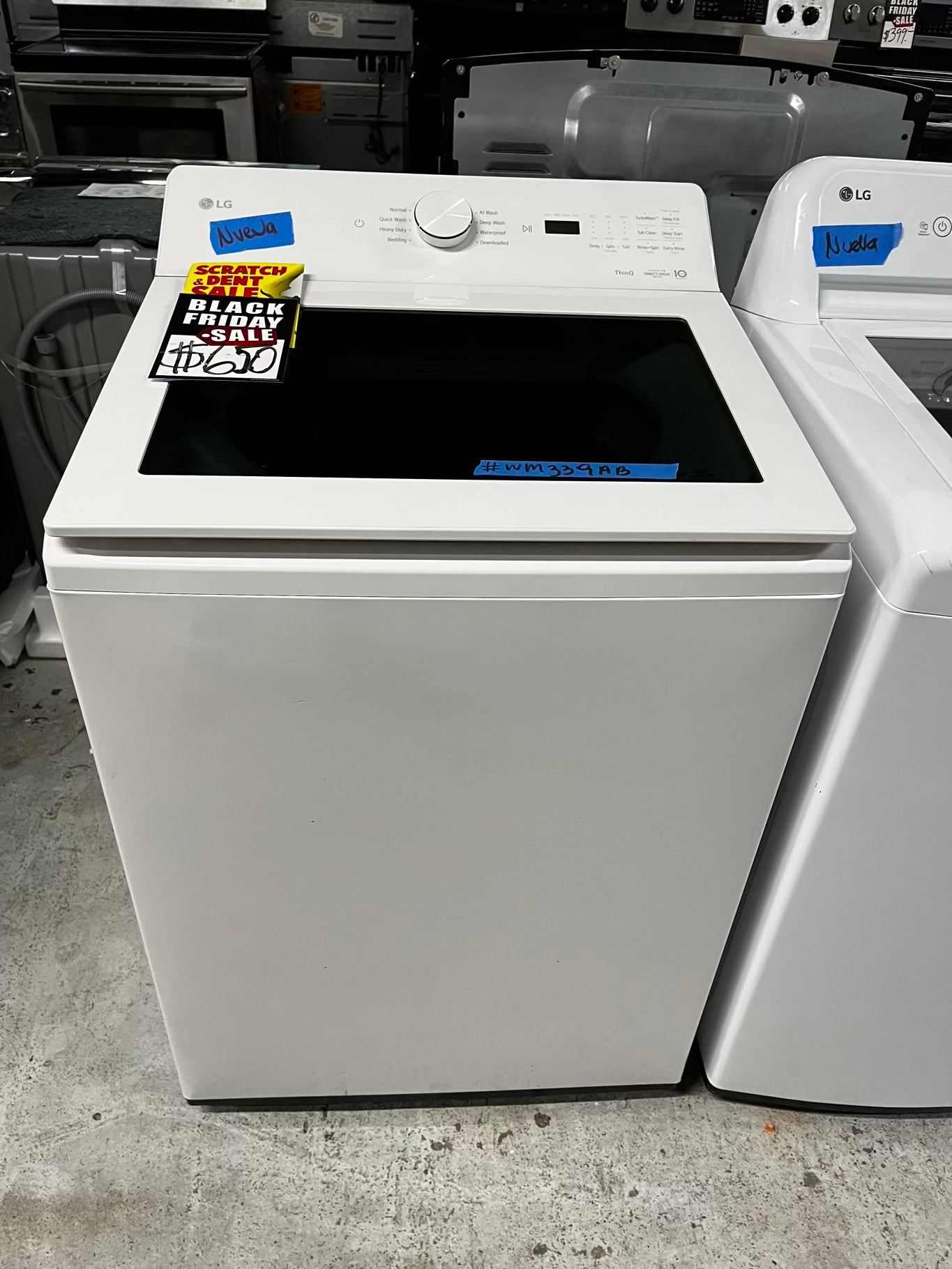 Open Box 📦 scratch & dent - LG High Efficiency 4.8 cu. ft. Mega Capacity Smart Top Load Washer with 4-Way® Agitator, EasyUnload™ & AI Sensing Stock number #WM339AB