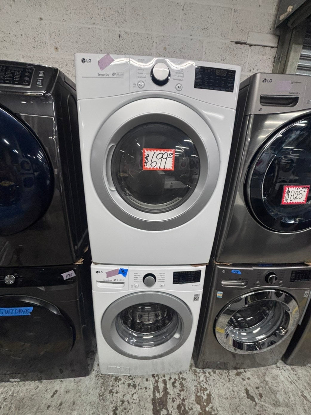 >*LG washer large capacity & dryer set electric 220v front load stackable or side by side - sensor dry in white #WLYT6BSET
