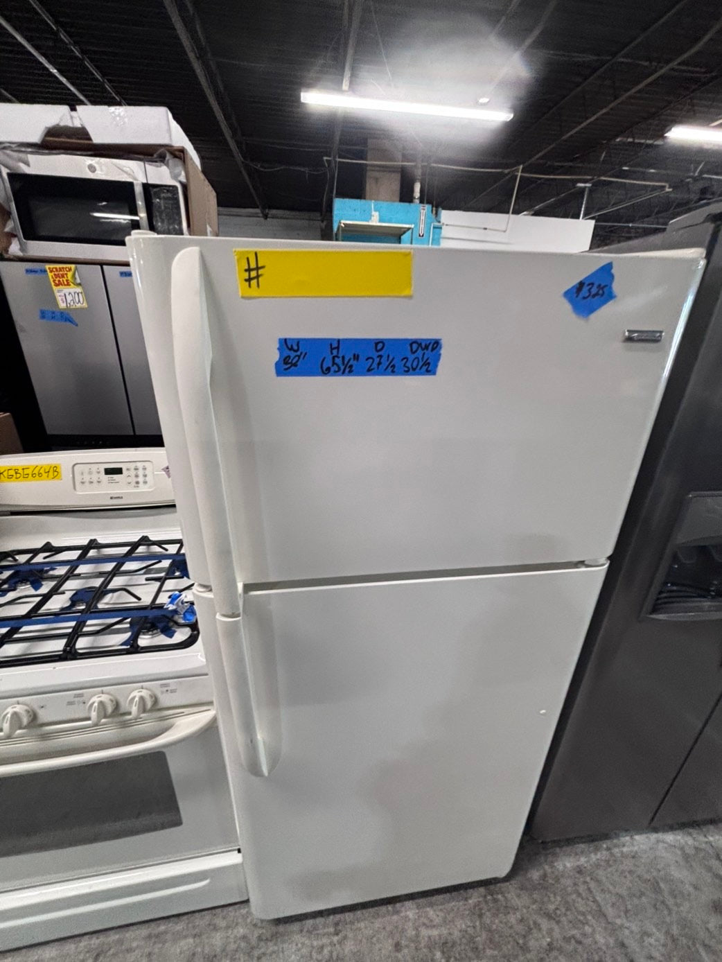 >*kenmore 30”x 66”heigth x 29depth 18cu.ft -top freezer refrigerator off white  color              -used refurbished 30” #TFBKJ6B