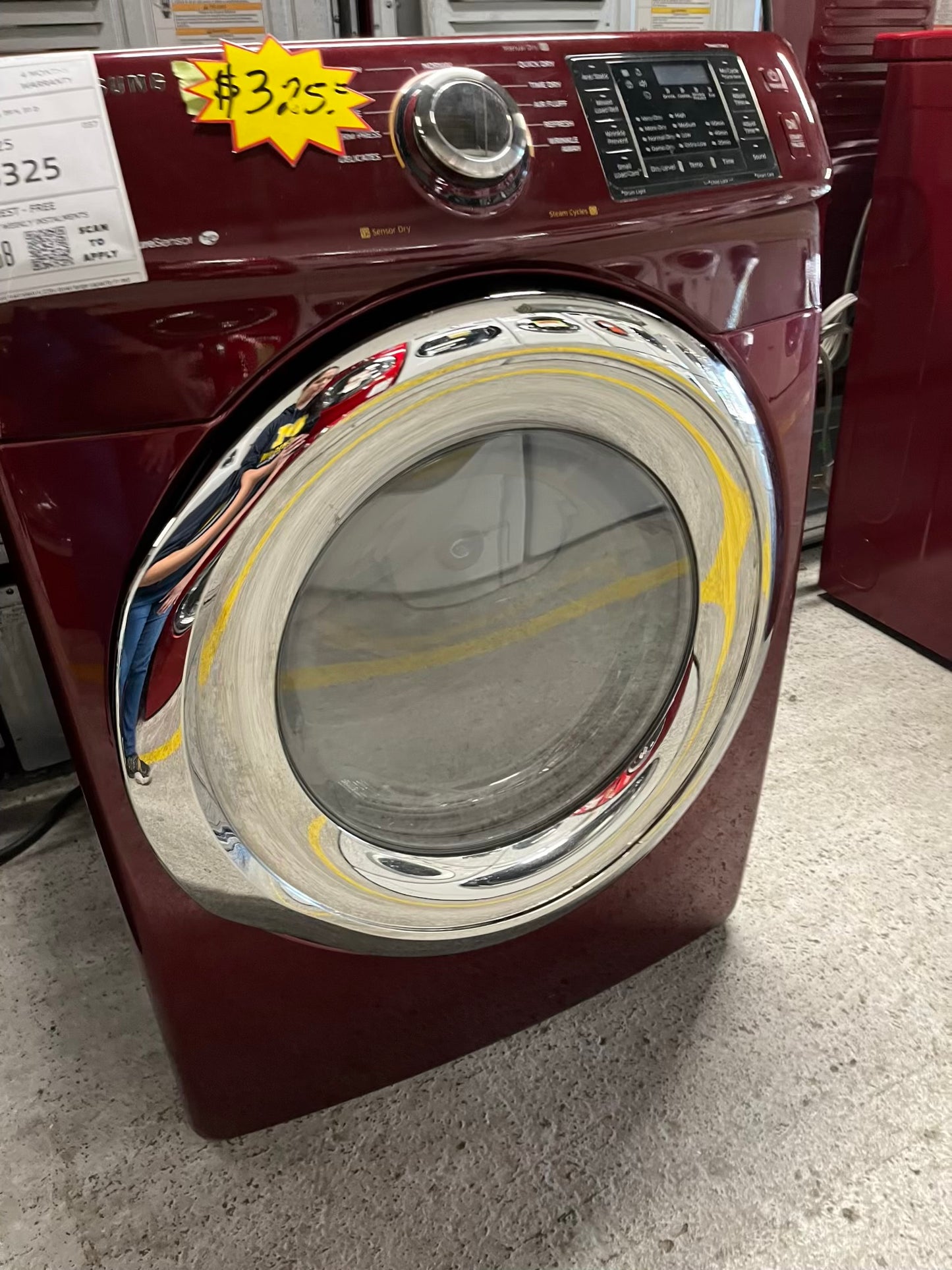 Samsung front load stackable electric 220v dryer in red 27" #ED404DB
