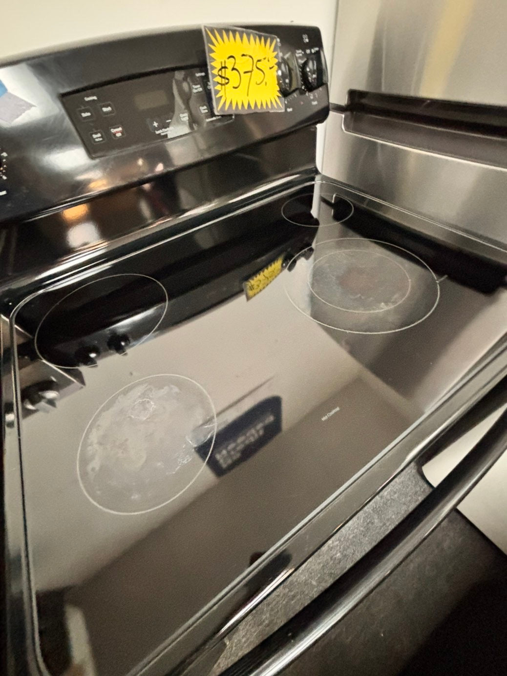 >🎈SALE🔥GE Glass Top electric stove  bake /broil,Self clean 30” 4 burner ,black color,     used-Refurbished   #EGFW79B