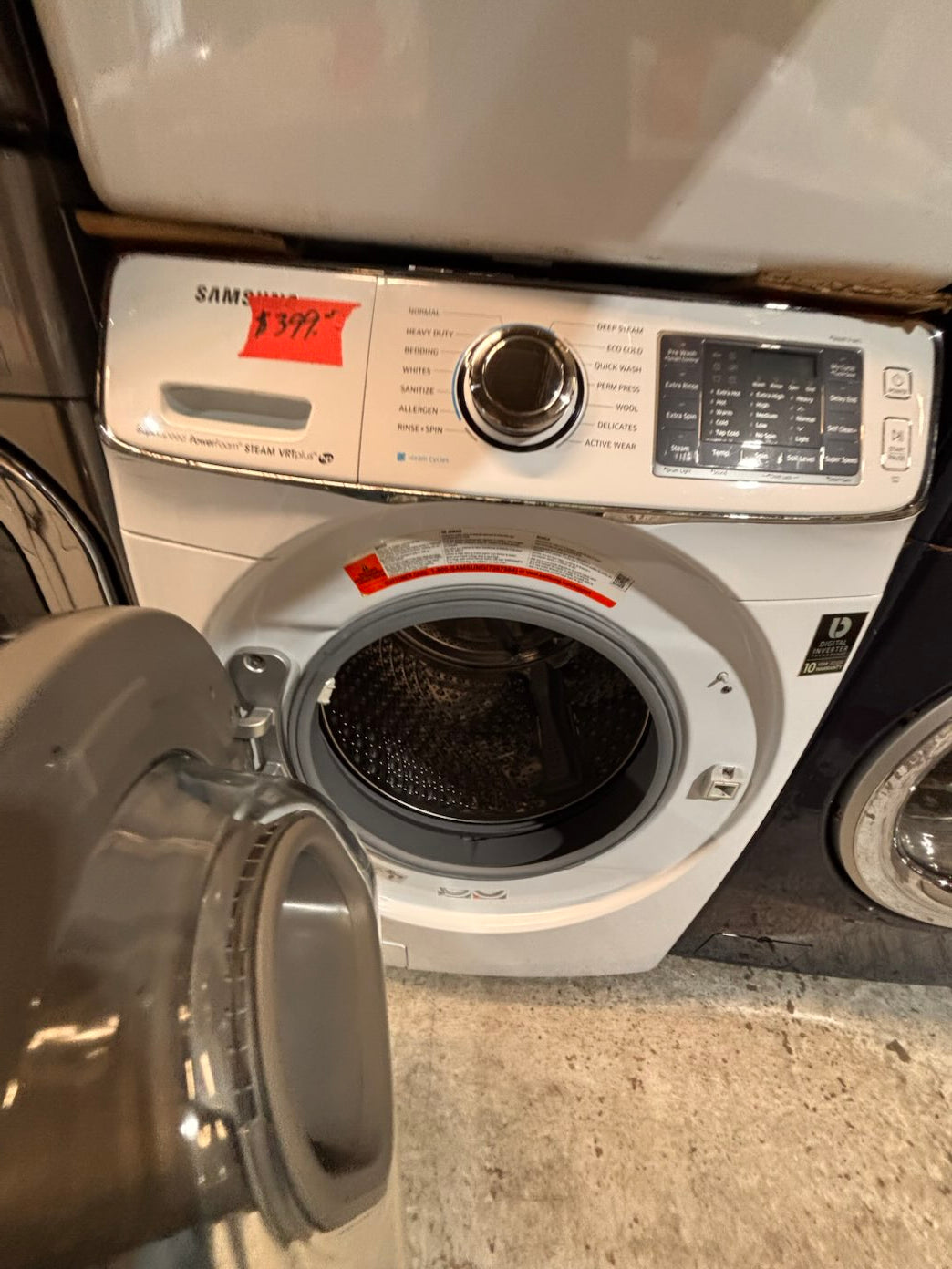 }} Samsung add-wash washer large capacity& electric dryer steam set front load stackable or side by side white  27” in used-Refurbished working 💯 with warranty  #SFH375ET
