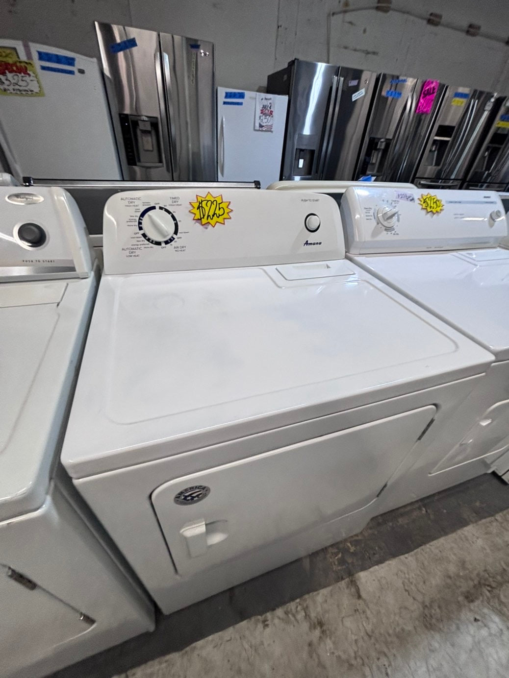>*Amana side x side large capacity electric 220v dryer  in white 27” Refurbished #ED86ZYB