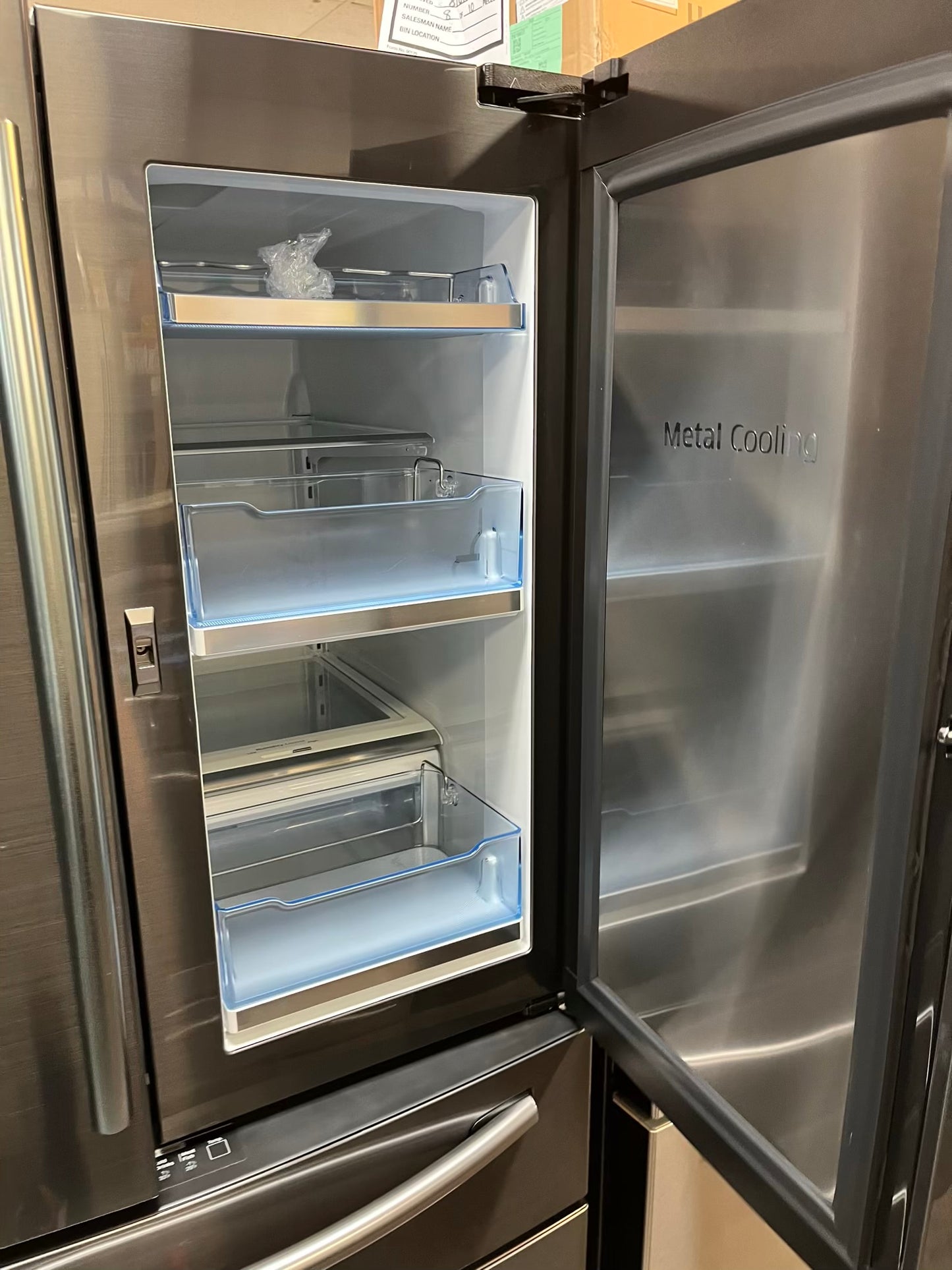 Samsung Four door refrigerator Showcase Slate stainless steel w/ice water dispenser 36" Refurbished #RF736EB