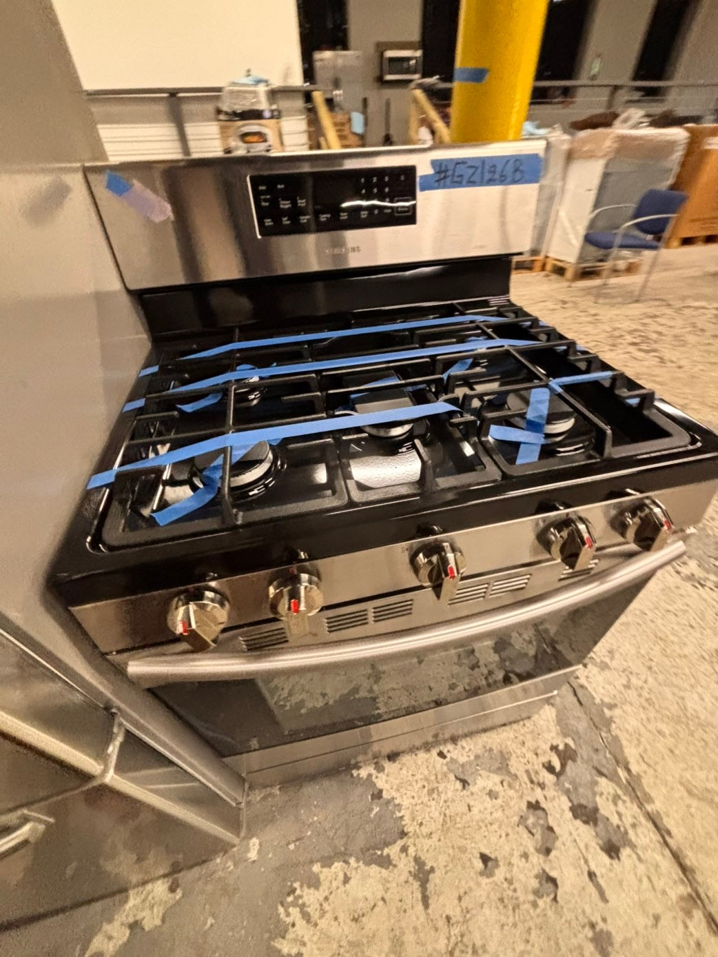 >special combo 4pc. Samsunf French door Refrigerator 36” stainless steel w/  ice & water dispenser,gas stove 5 burners ,new scratch and dent over the range microwave & dishwasher all same brand #JZ1216BCOMBO