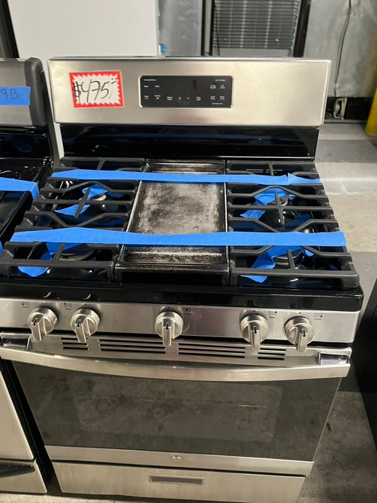 = Ge Gas stove  5 Burner stainless steel broil & bake 30” refurbished #GGER17B