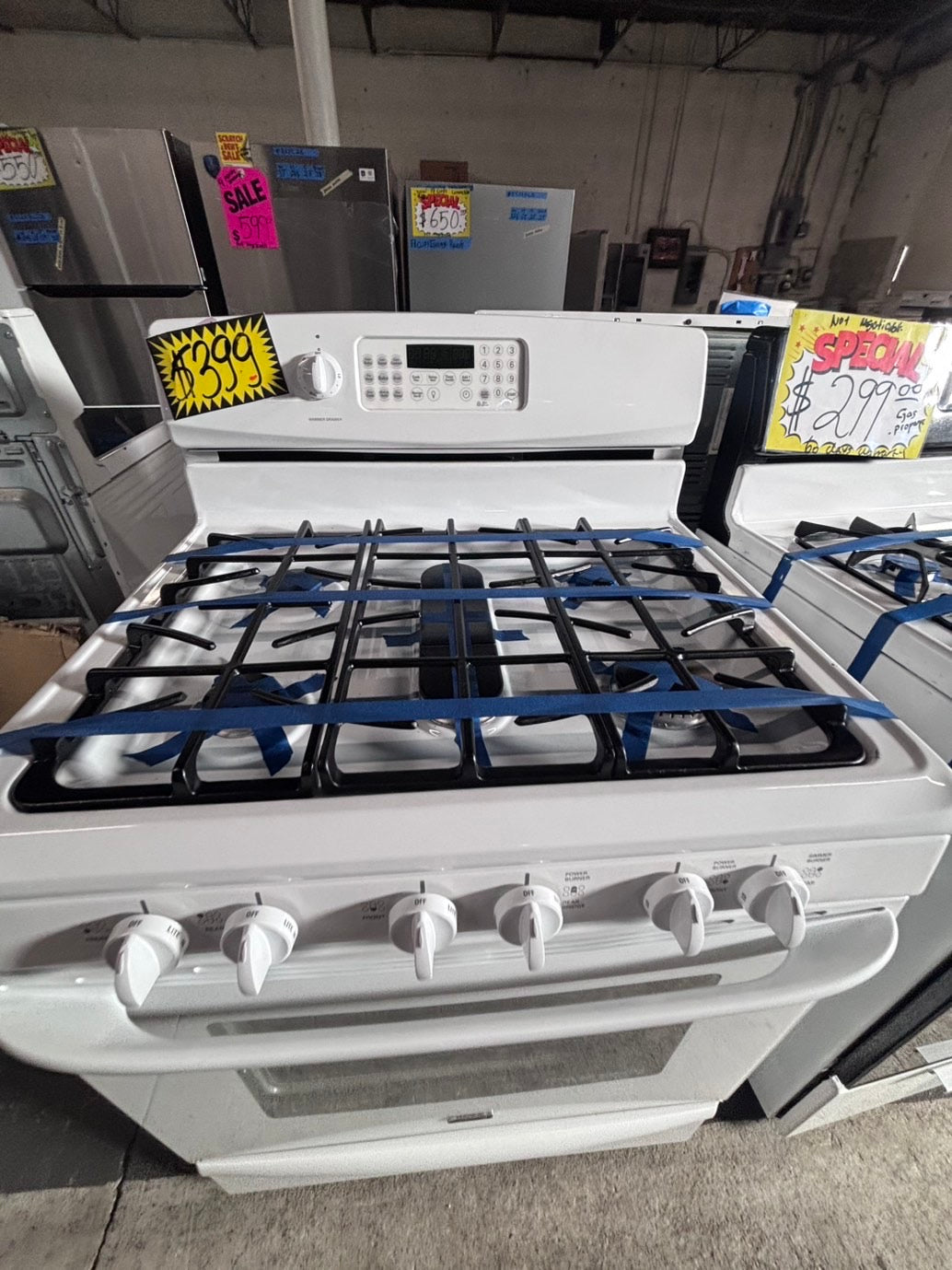 >kenmore Gas range 5 burner convection oven , bake broil Hi/Lo self clean in  white used-Refurbished 30” #KG3PRB