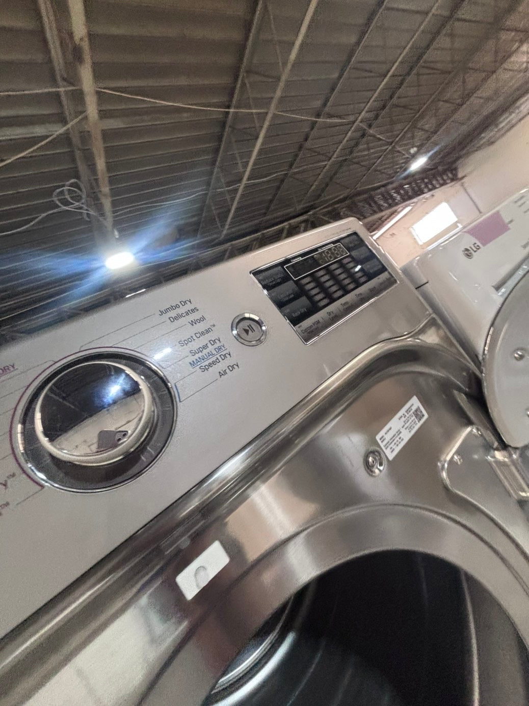 >*used great condition 29”refurbished LG steam washer & dryer set electric front load jumbo size stackable or side by side stainless steel drum 29" #WEXDZX9B