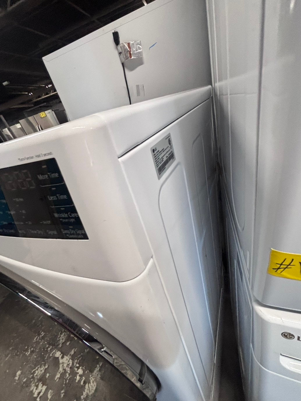>*LG white Dryer electric 220v in front load w/pedestal extra storage stainless steel drum large capacity 27" refurbished #EGLY1XB