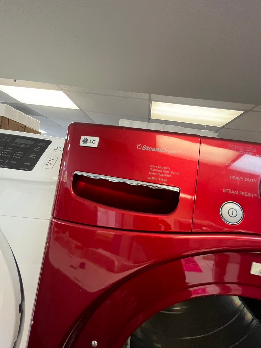>LG washer 4.0cu ft & dryer 7.5 steam set electric 220v front load stackable or side by side - sensor dry in red  #FLWR23SETL