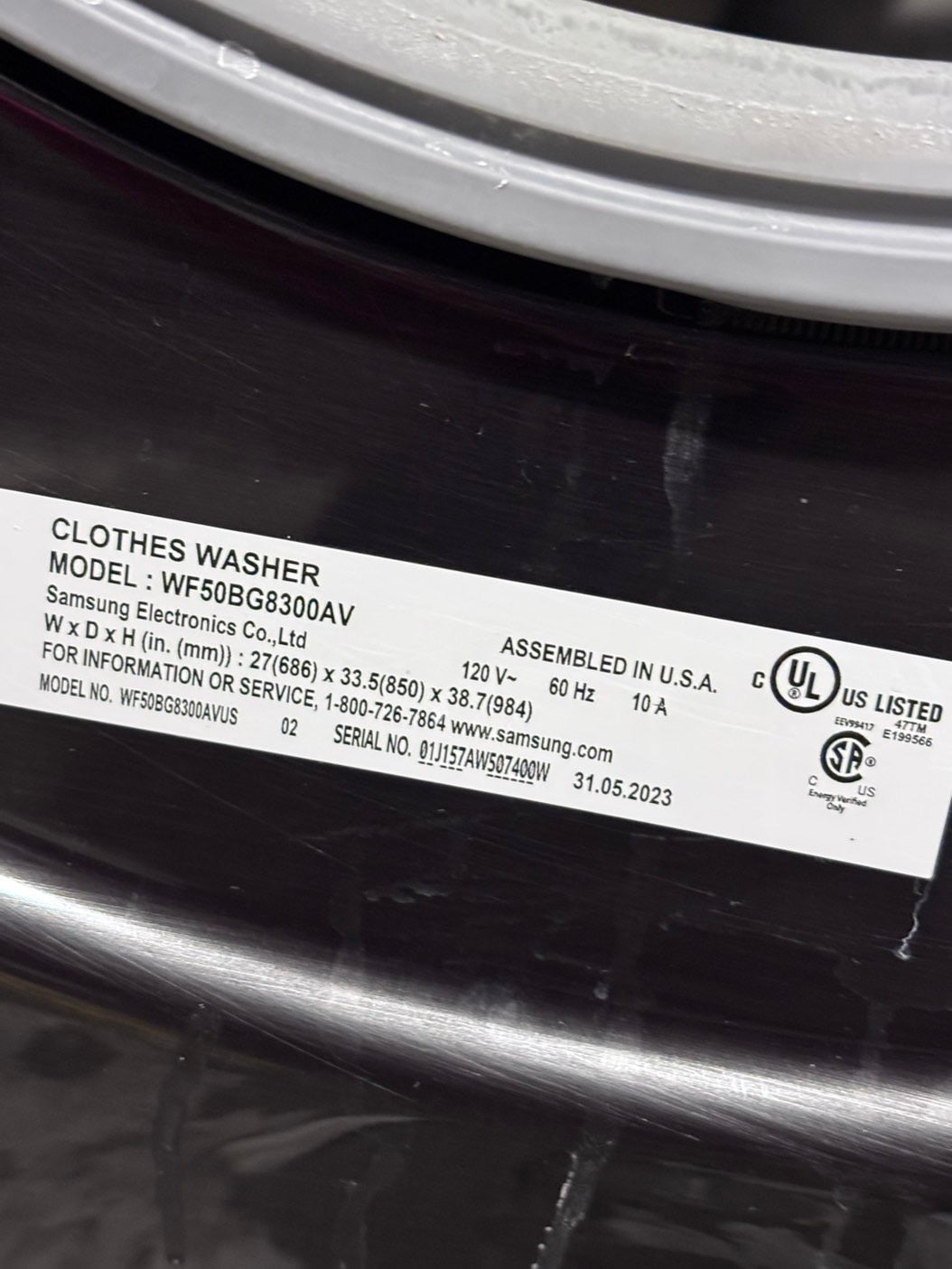 >samsung  front load washer 4.5 cu ft & dryer 7.5 cu ft set electric 220v front load stackable or side by side - sensor dry He in gray   #WDGY6B