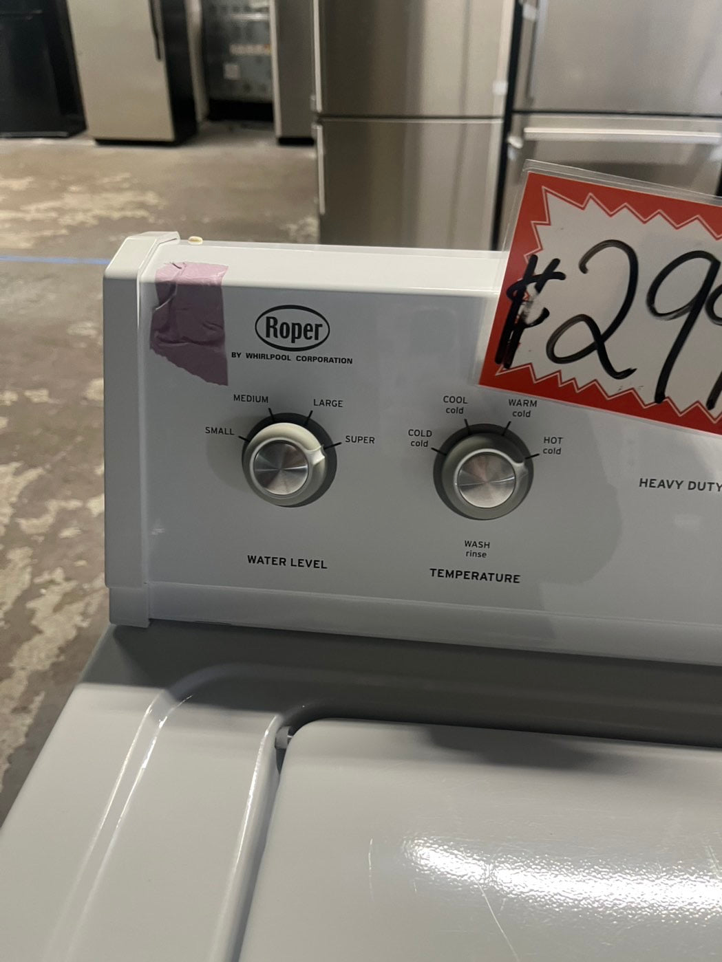 =Roper Top load washing machine w agitator 27" used-Refurbished #WRPR45B