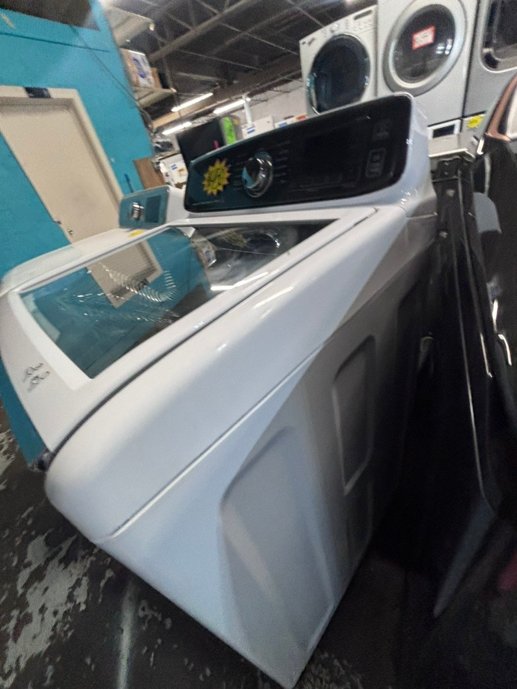 >*july 4th sale 🇺🇸samsung white  top top load washer large capacity & dryer set electric 220v side x side top load stainless steel drum white color used-refurbished #WSYH55B
