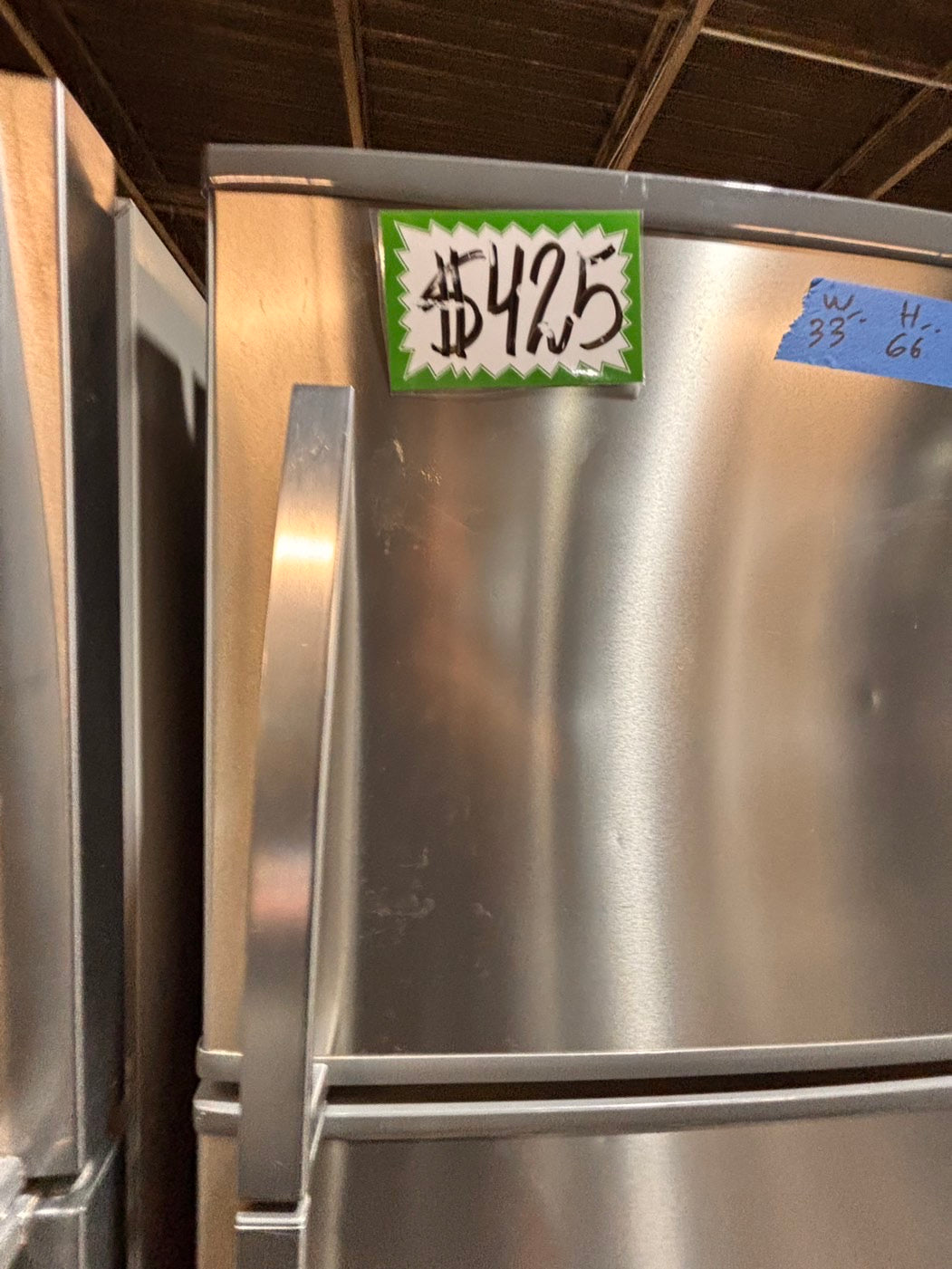 >*kenmore 33” Top freezer fridge   ,stainless steel. used-refurbished #RTKE91B