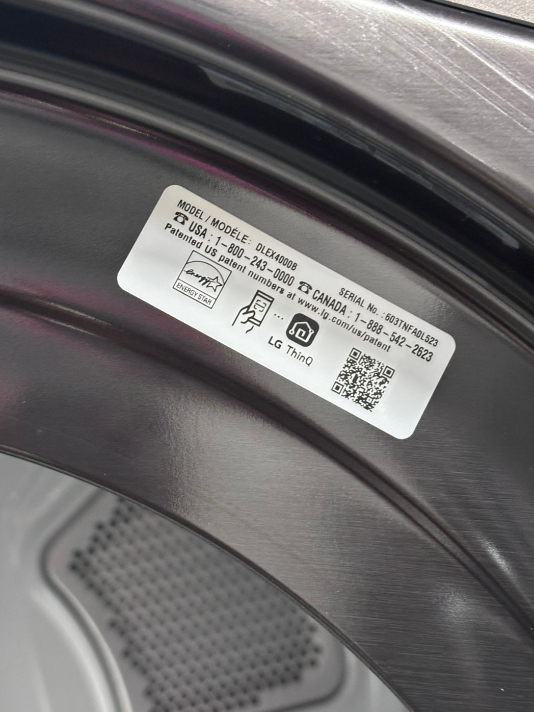 >>LG Open Box 📦 Scratch & Dent 4.5 cu. ft. Ultra Large Capacity Front Load Washer 
 & 7.4 cu. ft. Large Capacity Front Load Electric Dryer - black steel  Set / stock number #WD4001CB
