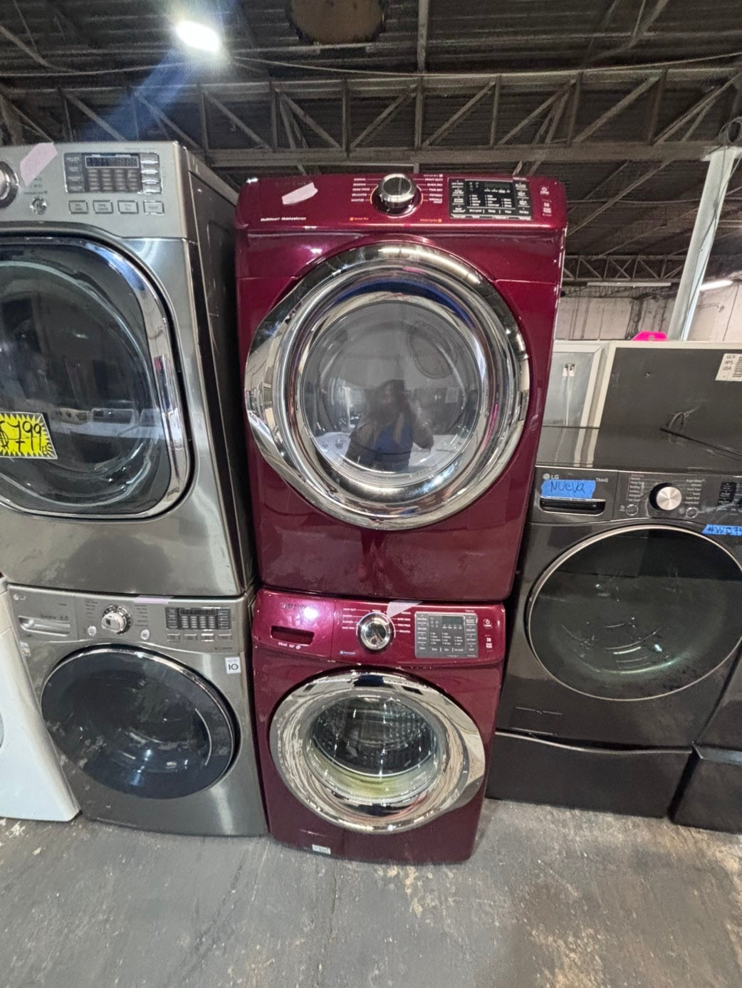 >*Samsung steam ENERGY STAR washer 4.5 cu ft & dryer 7.5 cu ft set electric steam 220v front load stackable or side by side - sensor dry ,burgundy color #BGCPL2SET