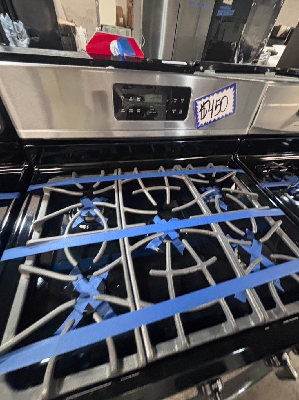 }Frigidaire Gas range 5 burner bake broil Hi/Lo self clean in stainless steel  used-Refurbished 30” #FEG713B