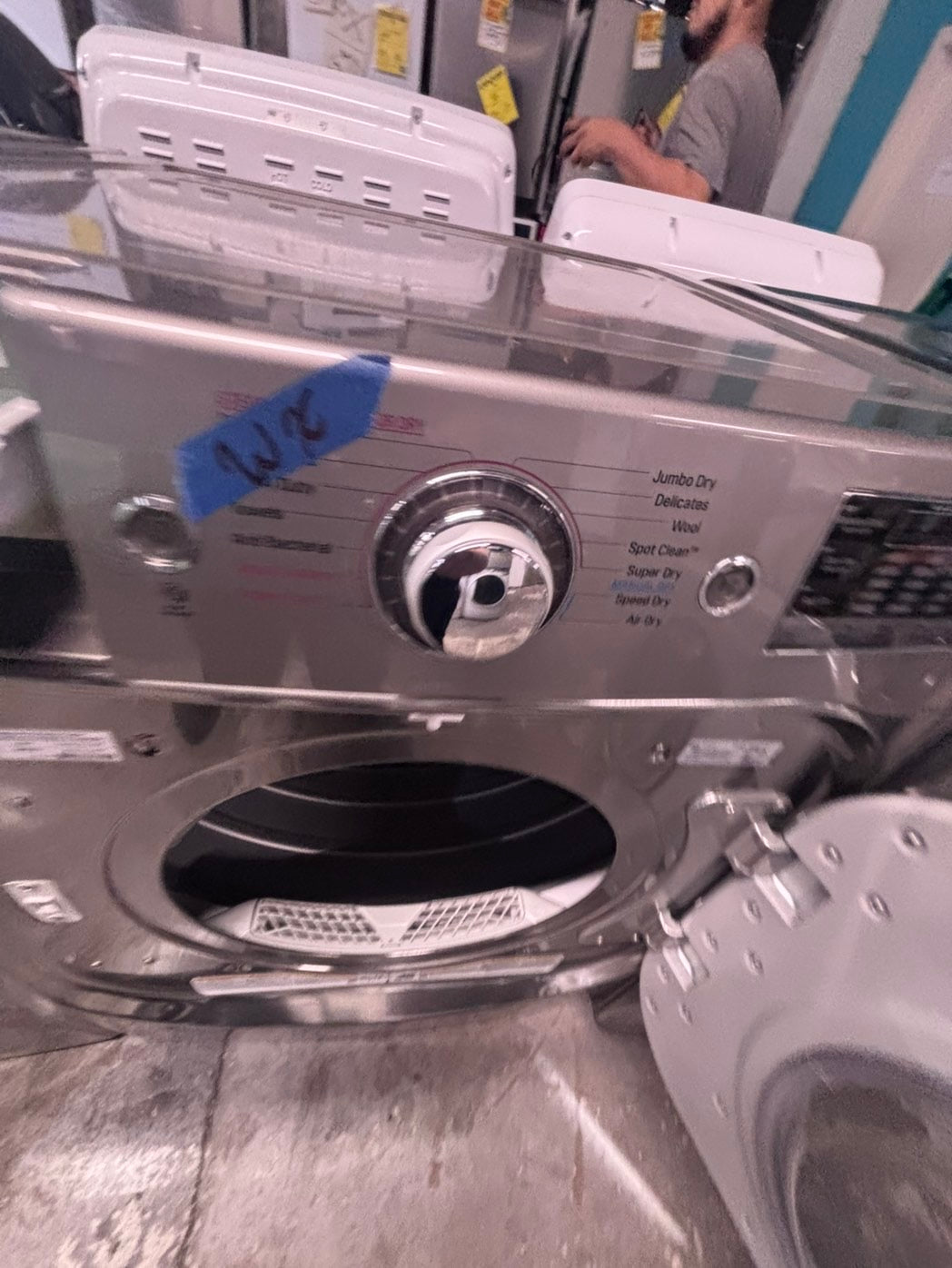 >*used great condition 29”refurbished LG steam washer & dryer set electric front load jumbo size stackable or side by side stainless steel drum 29" #WEX5S9B
