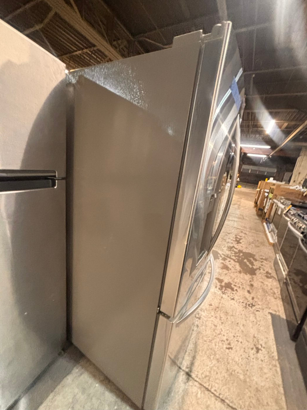 }LG used-Refurbished LG 36”w x69h x 30” depth refrigerator stainless steel w/ice & water dispenser  #FDLS3073B