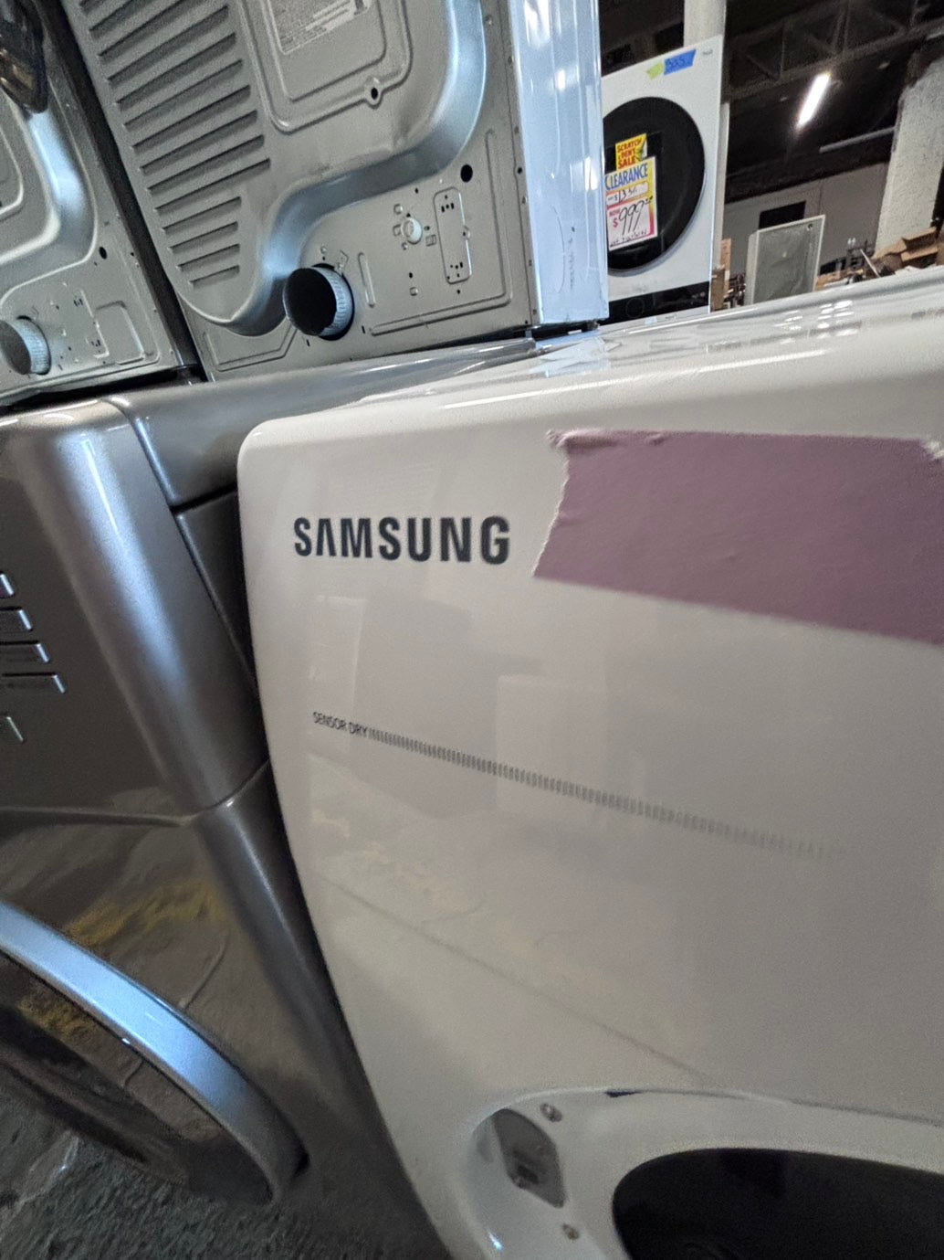 >*July 4th sale 🔥🇺🇸 samsung sensor Dry front load stackable electric 220v dryer in white  color used-refurbished 27" #DSR3NB
