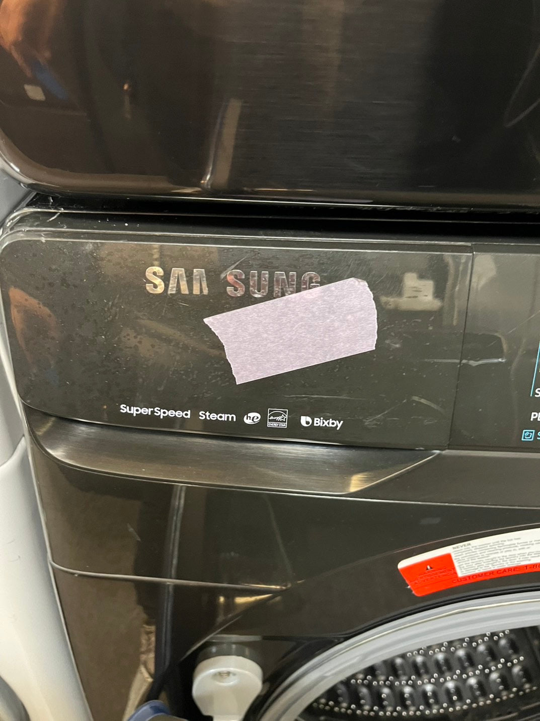 =Samsung 4.5 Cu. Ft. Stackable Front Load Washer in Black Steel with Steam cycles and super speed Steam refurbished  #LFW79BL