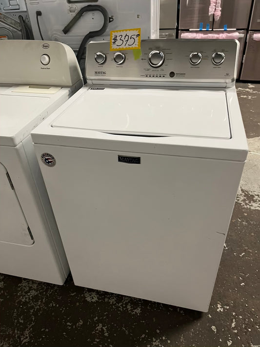 - Maytag Top load washing machine side x side large stainless steel drum capacity w/agitator 27" Refurbished #W001KB-TR