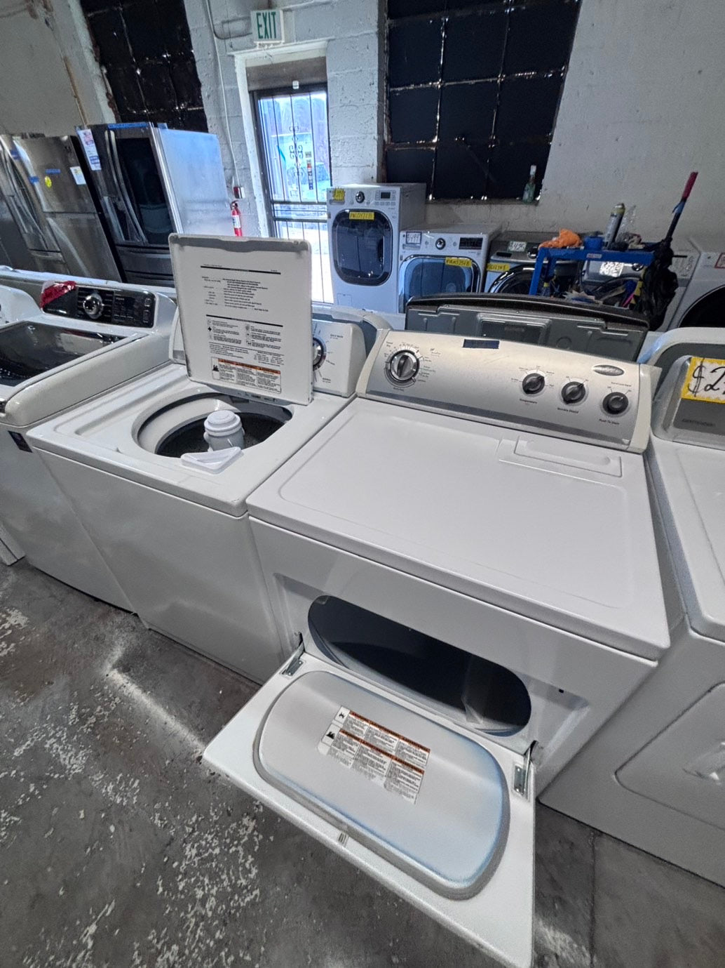 >*July 4th sale🇺🇸whirlpool top load washer large capacity with agitator  & electric dryer 220v  set top load side by side #MST23YB