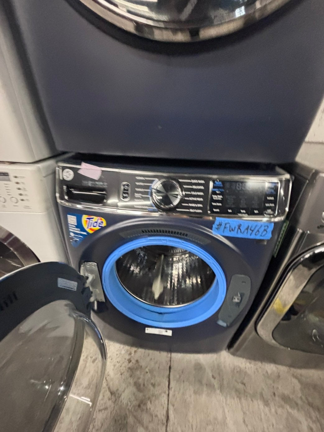 >*GE ENERGY STAR 4.8 Cu. Ft. Capacity Smart Front Load Washer with UltraFresh Vent System with OdorBlock and electric dryer set ,28” stackable or side by side  used-refurbished  #FWRA46BSET