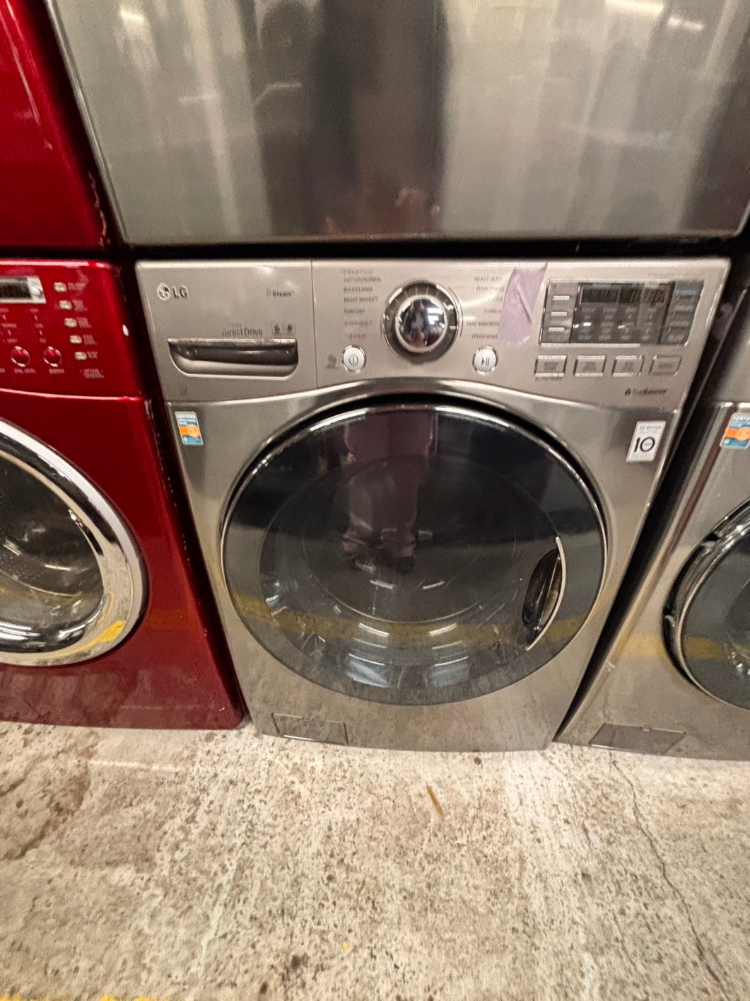 >special 🔥LG GAS  washer large capacity& dryer steam set front load stackable or side by side gray 27” in used-Refurbished #FWP33BSET