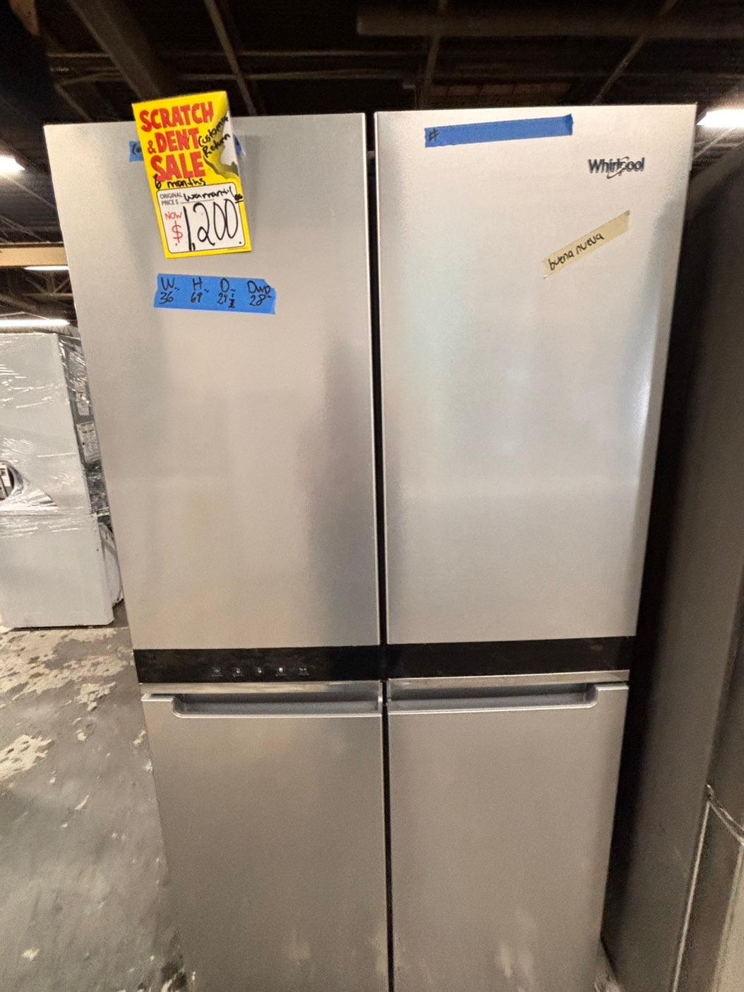 >special🎈New open box 📦 costumer return whirlpool- 23 cu. ft. Counter depth 19.4 cu. ft. Counter Depth French Door Refrigerator in Fingerprint Resistant .. #RWVYY41B