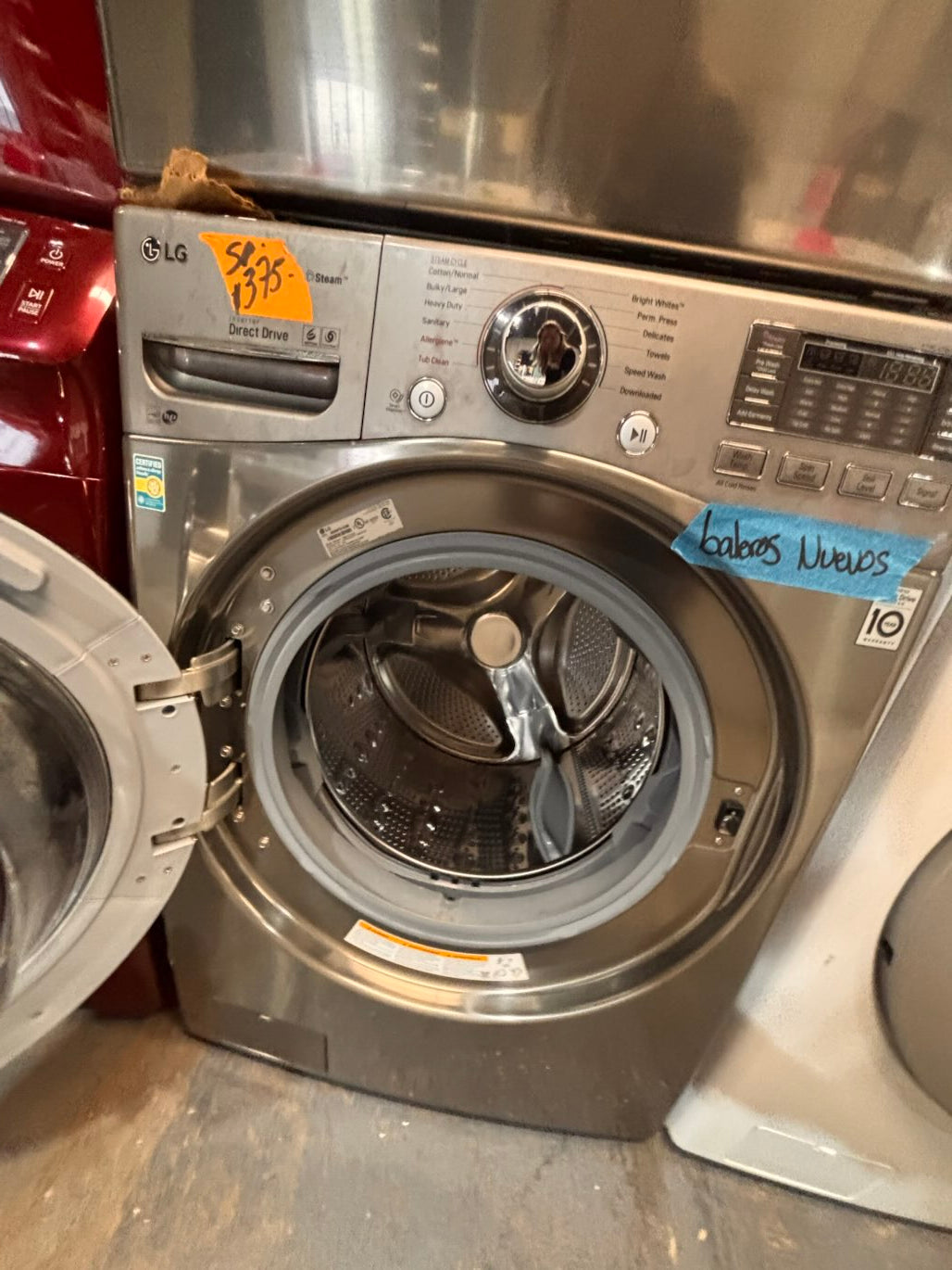 } special🎉LG  washer & dryer set electric 220v front load stackable or side by side - sensor dry , working 💯  with warranty , in silver color   #SPGC16SET