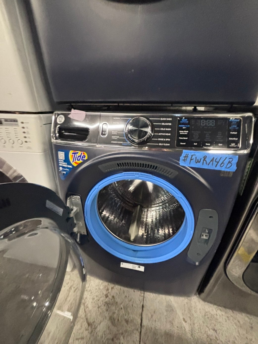 >*GE ENERGY STAR 4.8 Cu. Ft. Capacity Smart Front Load Washer with UltraFresh Vent System with OdorBlock and electric dryer set ,28” stackable or side by side  used-refurbished  #FWRA46BSET