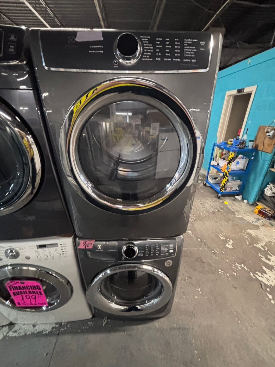 >* special 🔥Electrolux large capacity washer & dryer set electric 220v front load stackable or side by side - sensor dry in gray  #ELS6SET