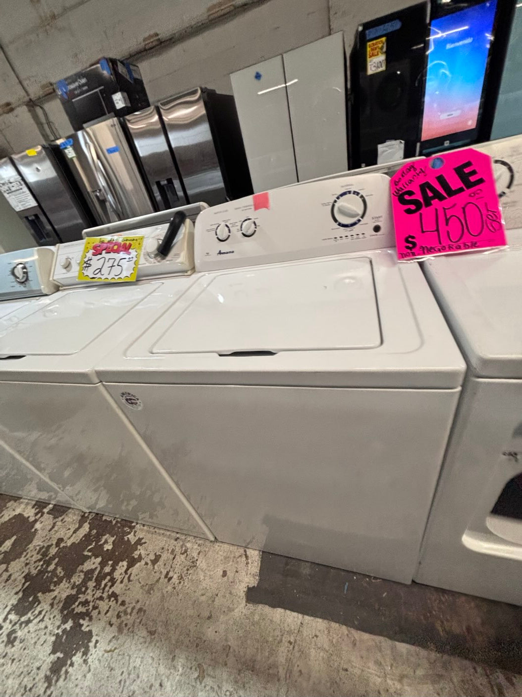 }}Amana  top load washer with agitator & electric dryer 220v  set top load side by side #AWM23TB