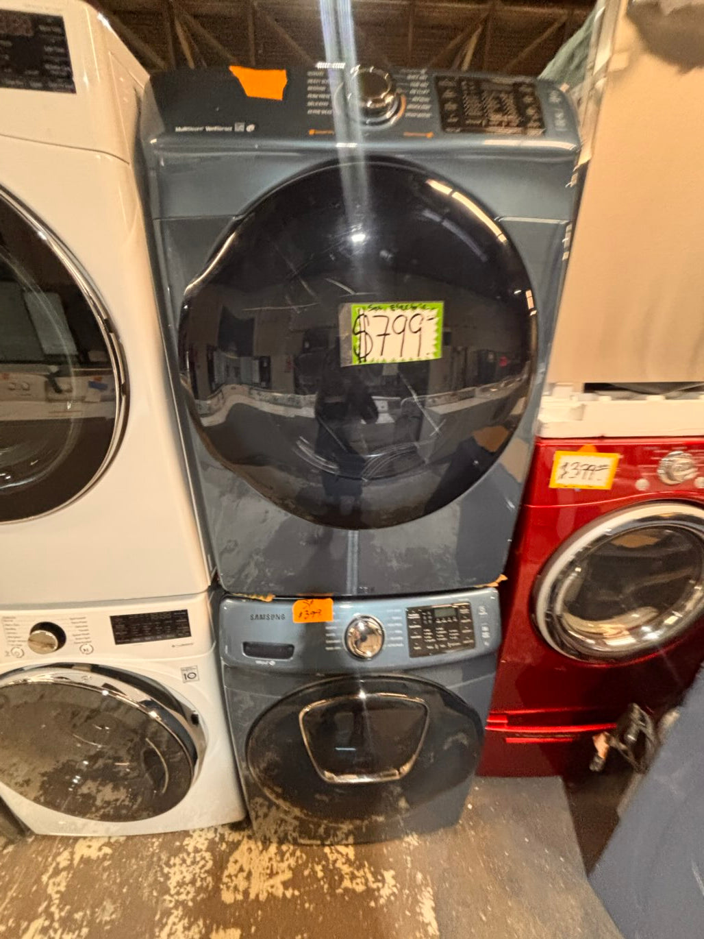 } samsung washer & dryer set electric 220v front load stackable or side by side working 💯  with warranty - sensor dry in sky blue   #ALSKP7ET