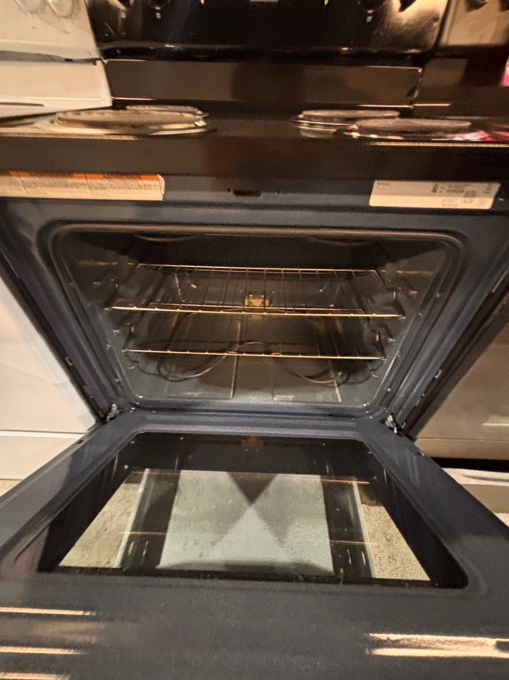 >*/Whirlpool  black  electric coil top range coil 220v bake /Broil 4 burner used-Refurbished  great condition 30" #AW554B