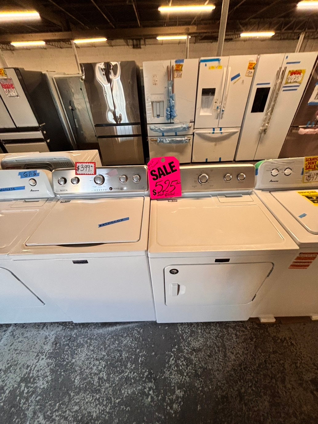 >maytag top load dryer side by side electric 220v large capacity & top load washing machine stainless steel drum with agitator used-Refurbished
#ASD56GBSET