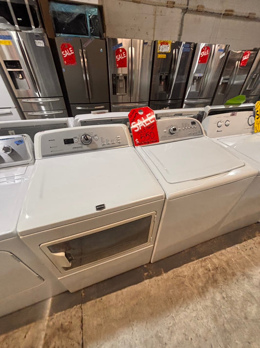 >*maytag dryer electric 220v & whirlpool washer white   large capacity side x side  white color used-refurbished #WYT6BB