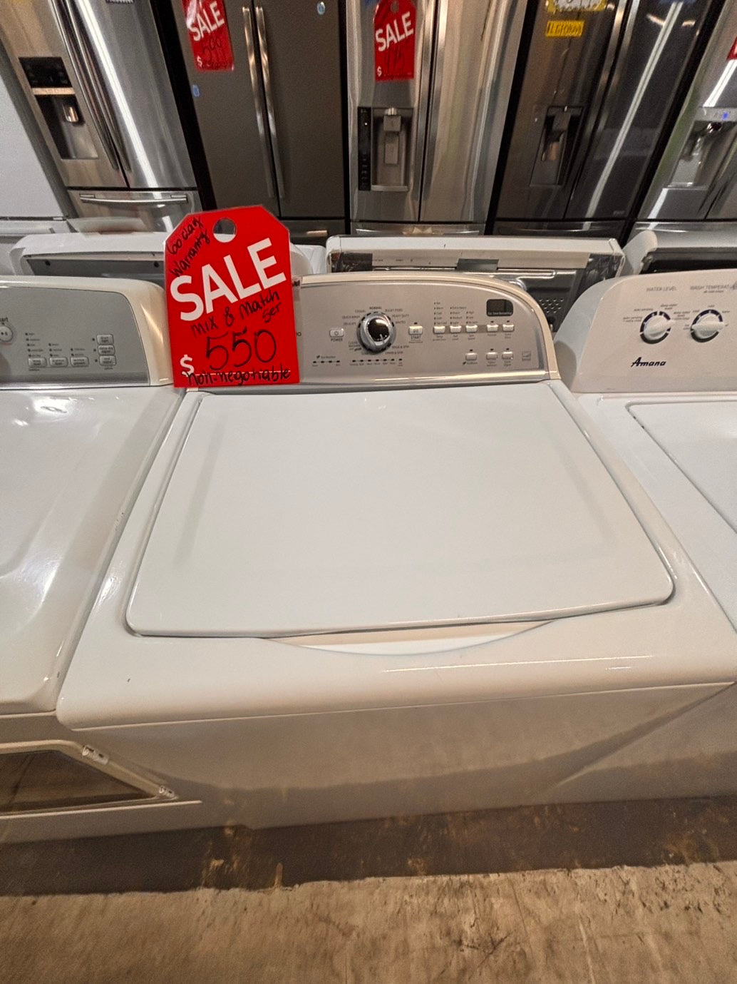 >*maytag dryer electric 220v & whirlpool washer white   large capacity side x side  white color used-refurbished #WYT6BB