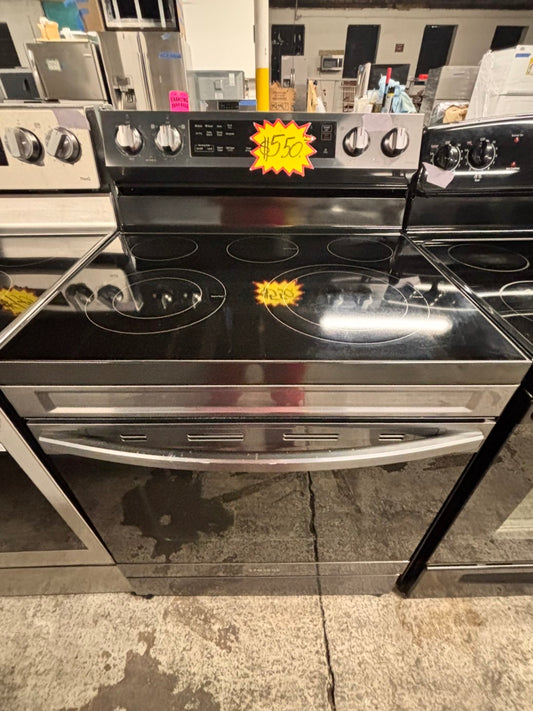 >samsung Airfry convection oven -glass top electric range 220v 5 burner black stainless steel warm zone bake broil used-Refurbished fast boil 30" #ELSA92B