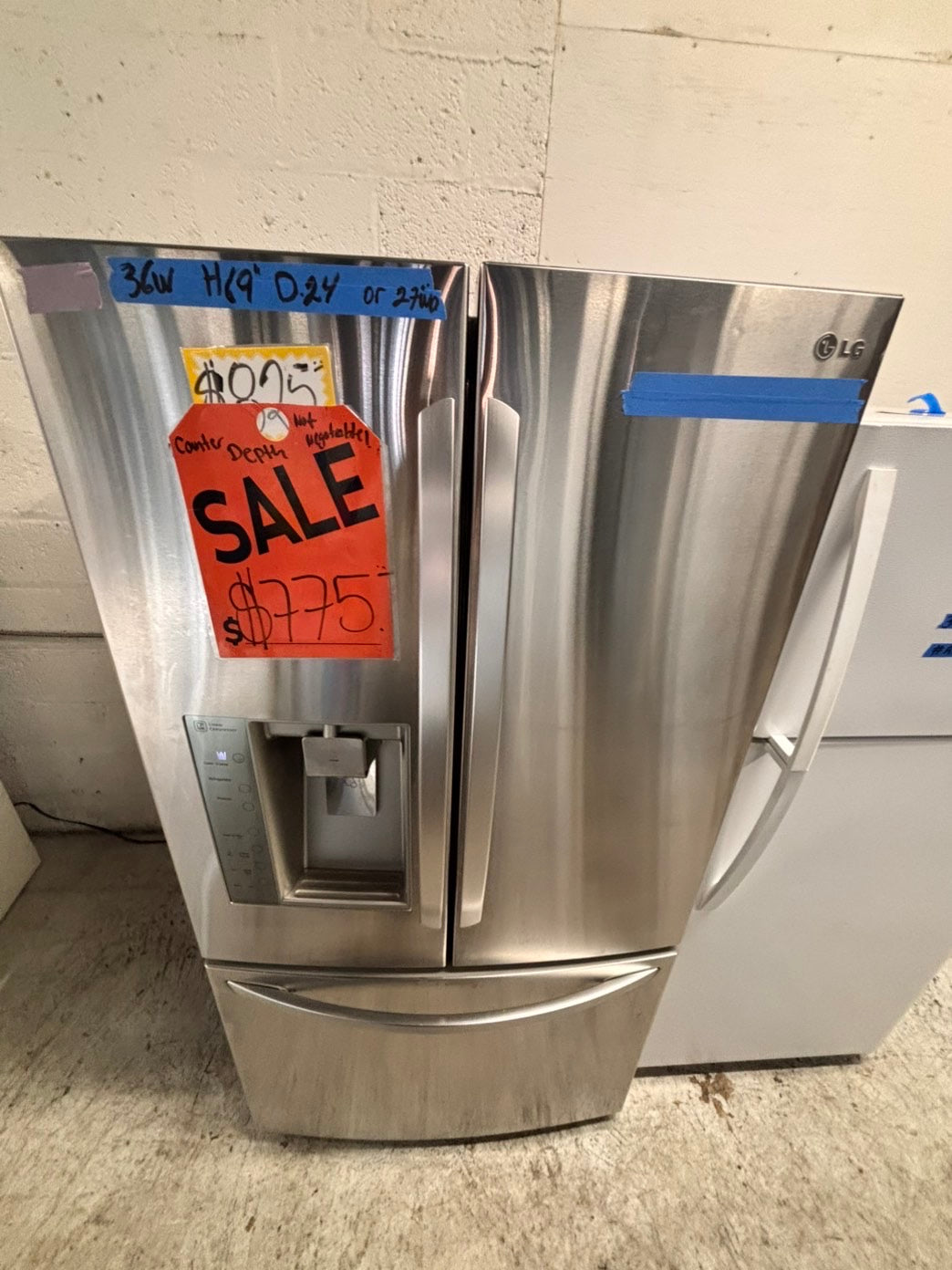 >LG French door Refrigerator counter depth stainless steel w/ ice water dispenser 36" #RTWT24B