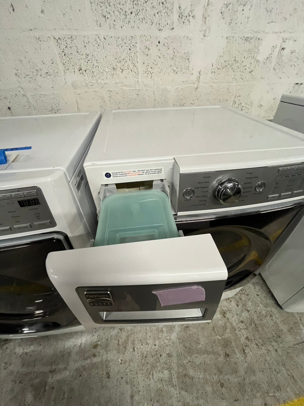 KENMORE front load washer and electric dryer set  stackable or side by side in white refurbished #KMFH23BB
