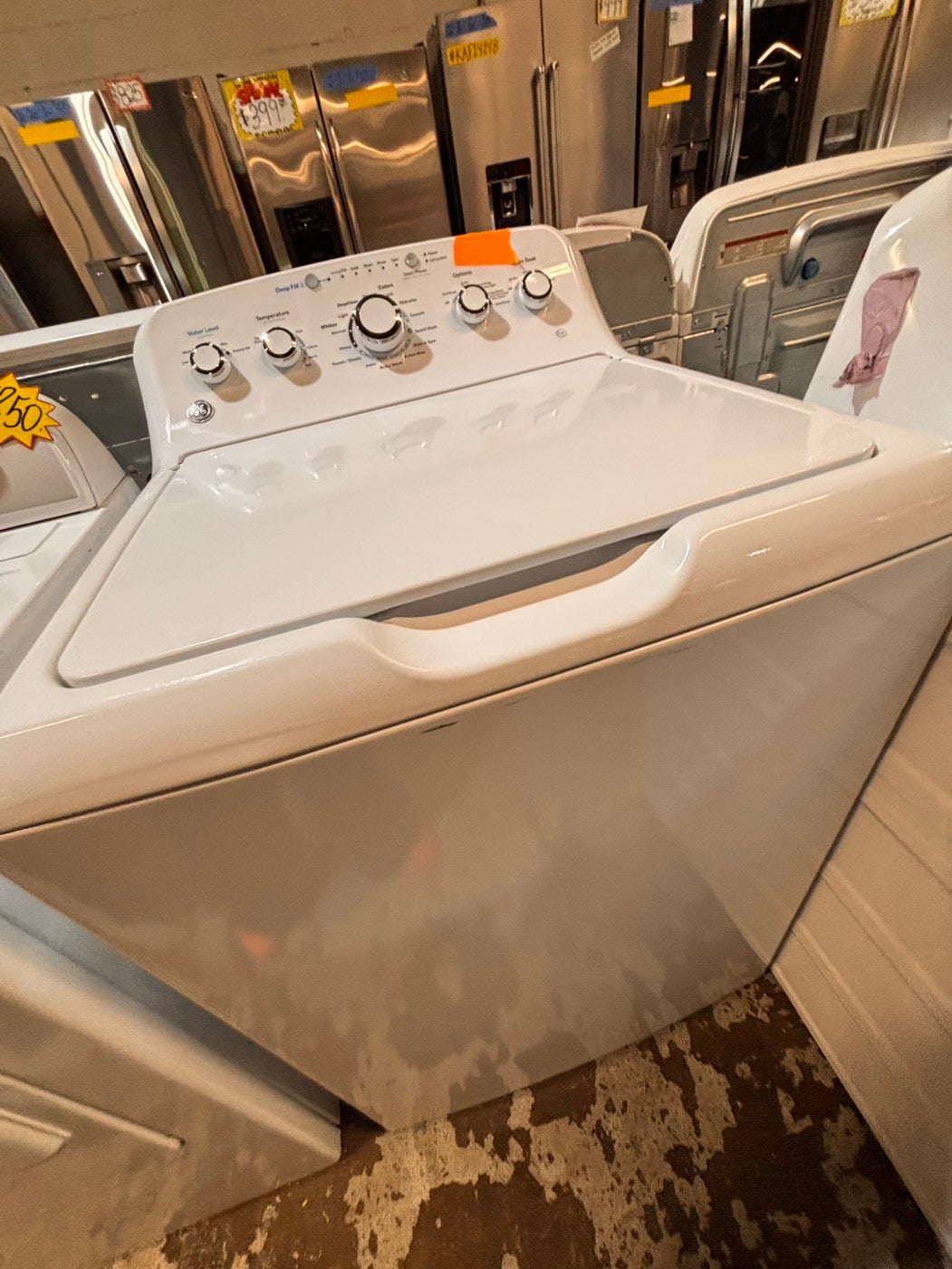 >*GE white  top top load washer with agitator  large capacity & dryer set electric 220v side x side top load stainless steel drum white color used-refurbished #GWD9ABB