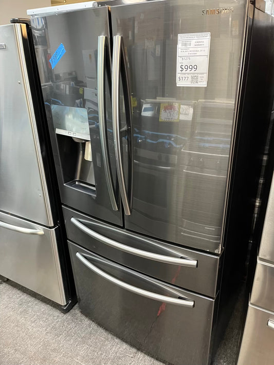 Samsung Four door refrigerator Showcase Slate stainless steel w/ice water dispenser 36" Refurbished #RF736EB